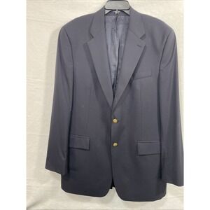 Chaps Ralph Lauren Navy 100 %Wool Blazer Men's Size 43L Gold Buttons Made Canad